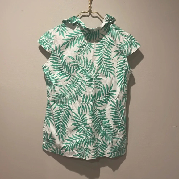 Devon Baer Fern Print Ruffle Neck Top‎ - Picture 6 of 6